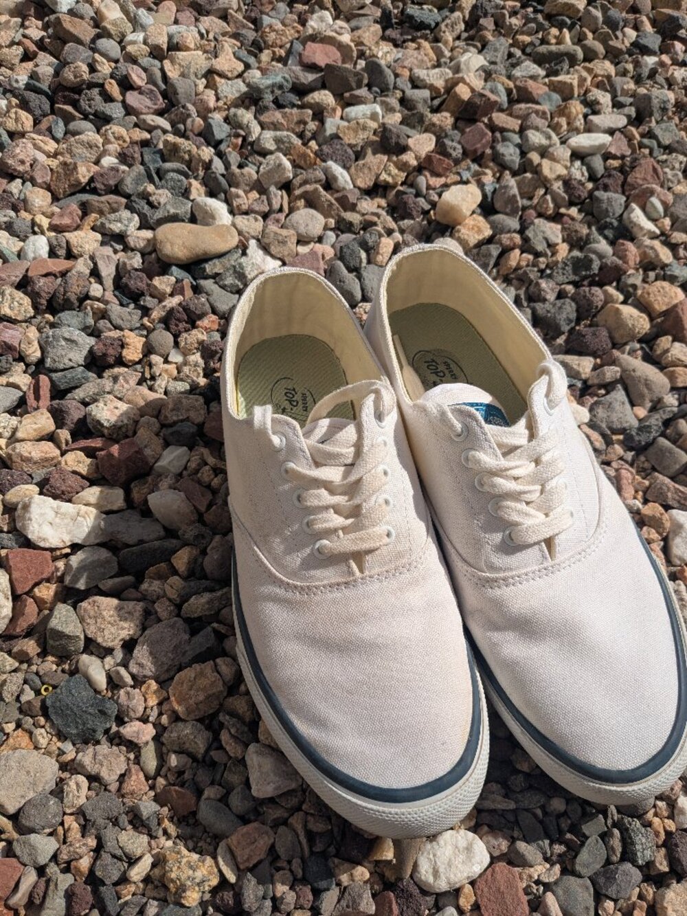 SPARRY TOP SIDERS WHITE CANVAS LACE SLIP ONS